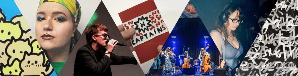 Banner image which is a composite of lots of different photos of performers